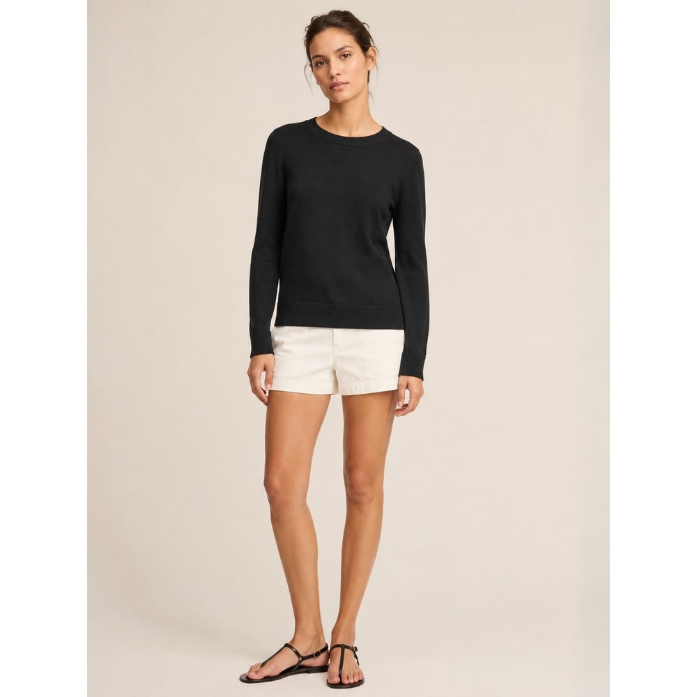 Banana Republic Women Forever Sweater Size M Black Crewneck Knit Classic Staple